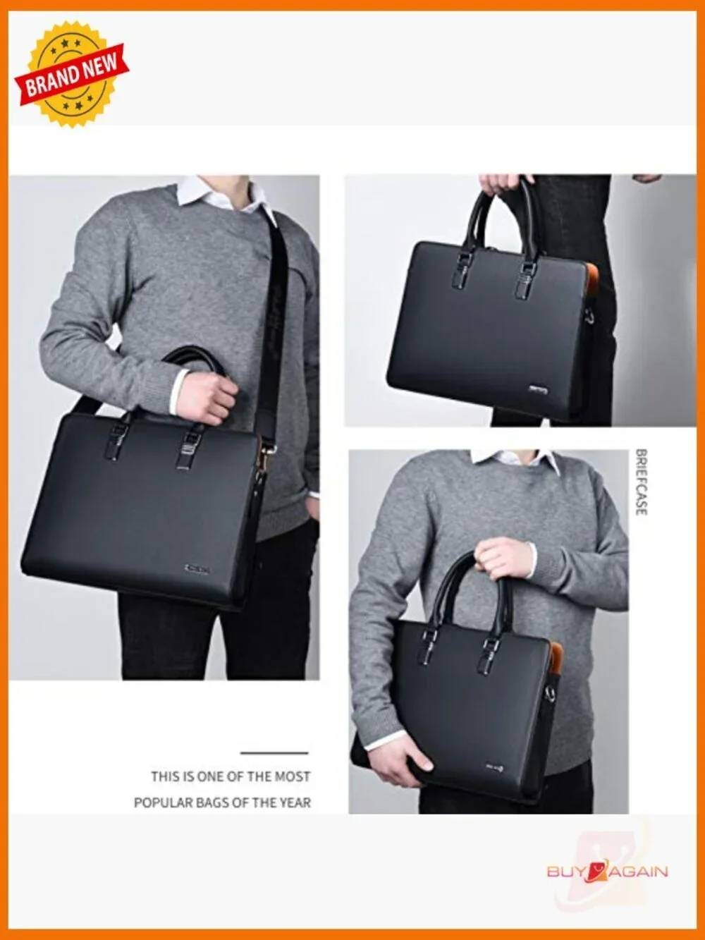 Leather Briefcase Laptop Bag for Men Business Travel Shoulder Bag